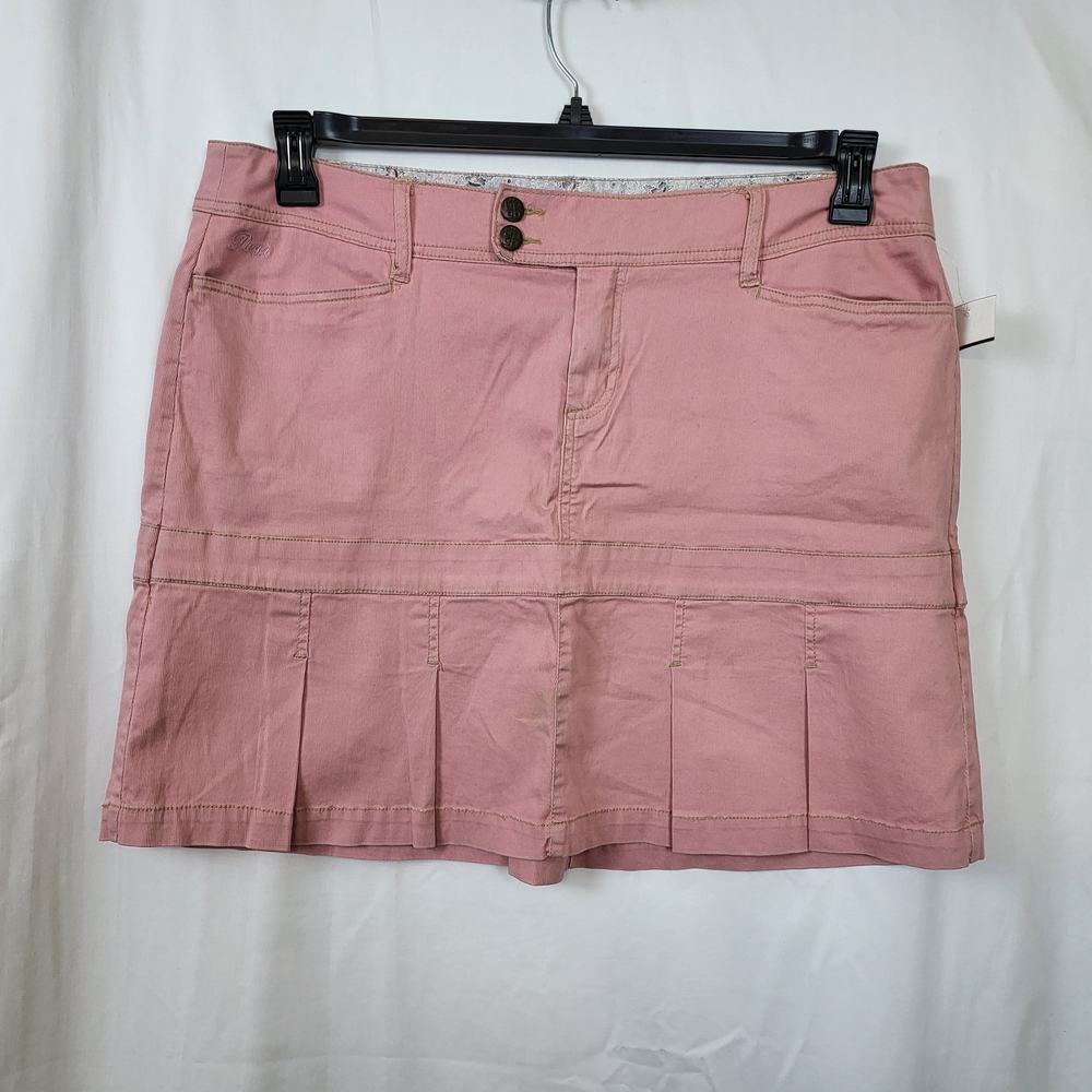 Plugg Vintage Juniors/Women Y2k Pink Pleated Retro Mid Rise Mini Skirt Sz 17 New